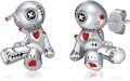 wholesale 925 Sterling Silver Voodoo Doll Stud Earrings - Gothic Jewelry for Women & Men-0-0