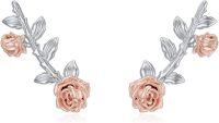 wholesale 925 Sterling Silver Rose Flower Stud Earrings Minimalist s for Women Girls Teens-Ear Crawler