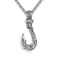 wholesale 925 Sterling Silver Hawaiian Hook Necklace Pendant For Women Men-fish hook necklace