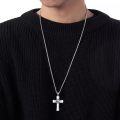 wholesale 925 Sterling Silver Cross with Basketball Design Sport Pendant Necklace for Men-0-1