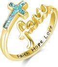 wholesale 925 Sterling Silver Faith Hope Love Adjustable Ring-0-0