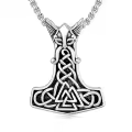 TOUPOP 925 Sterling Silver Viking Thor Hammer Valknut Necklace-0-0