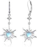 wholesale 925 Sterling Silver Celestial Asymmetric Sun & Moon Drop Earrings with Opal Stone for Women-0-0