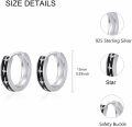 wholesale 925 Sterling Silver Black Enamel Star Design Small Hoop Earrings for Men & Women - Unisex Jewelry-0-3