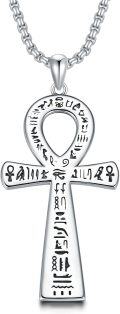 wholesale Ankh Cross Necklace For Men Women 925 Sterling Silver Ankh Cross Pendant Egyptian Necklace Protection Jewelry Gift For Him Her -0-0