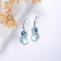 wholesale Sterling Silver Moonstone Valentine Vintage Dangle Teardrop Leverback Earrings w Birthstone Gifts for Her-0-2