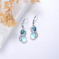 wholesale 925 Sterling Silver Drop Earrings Vintage Red Crystal Moonstone Teardrop For Women-0-2