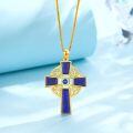 wholesale Gold 925 Sterling Silver Lapis Lazuli Celtic Cross Trinity Knot Pendant Necklace-0-2