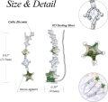 wholesale 925 Sterling Silver Green Stone Star CZ Ear Climber Earrings for Women Girls -0-5