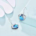 wholesale 925 Sterling Silver Blue Crystal Heart Dolphin Wave Stud Earrings for Women-0-1