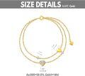 wholesale 14K Gold & Cubic Zirconia Heart Layered Bracelet - Elegant 6mm Pendant, 7mm Stone, 6.5-7 Chain, Gift for Her-0-3