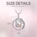 TOUPOP Sterling Silver Rabbit Pendant Mother Daughter Tree Swing Necklace Gift-0-2