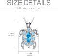 wholesale 925 Sterling Silver Blue Crystal Sea Turtle Keepsake Cremation Pendant Necklace-0-3