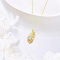 wholesale Gold 14K CZ Dainty Leaf Design Pendant Necklace for Women and Girls-0-3