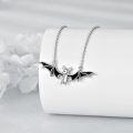 wholesale 925 Sterling Silver Black Enamel Bat Pendant Necklace for Women Girls Gothic Halloween s-0-1
