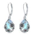 wholesale 925 Silver Oxidized Moonstone Daisy Flower Teardrop Drop Earrings-0-0