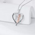 wholesale 925 Sterling Silver Heart-Shaped Sister and Friend Pendant Necklace with CZ Stones - Always My Sister Forever My Friend (18 + 2 inch)-0-3