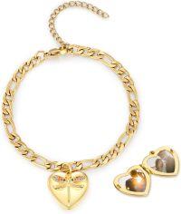 wholesale Gold 925 Sterling Silver Dragonfly Heart Photo Locket Charm Bracelet for Women-A-Dragonfly