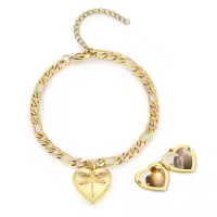 wholesale Gold 925 Sterling Silver Dragonfly Heart Photo Locket Charm Bracelet for Women-A-Dragonfly