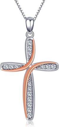 wholesale  Sterling Silver Birthstone Cross Necklace for Women Christian Gift -April
