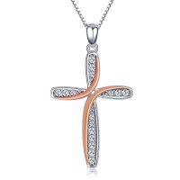 wholesale 925 Sterling Silver Cross Pendant With Red Crystals Elegant Jewelry-April