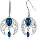 wholesale Sterling Silver Crystal Celtic Moon Dangle Earrings Birthstone Gift-0-6