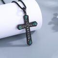 wholesale 925 Sterling Silver Turquoise Inlay Celtic Knot Cross Pendant Necklace for Men & Women-0-2