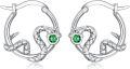 wholesale 925 Sterling Silver Green Crystal Snake Huggie Hoop Earrings for Women Girls Gift Idea-0-0