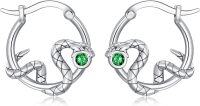 wholesale 925 Sterling Silver Green Crystal Snake Huggie Hoop Earrings for Women Girls Gift Idea-A2-925 Sterling Silver