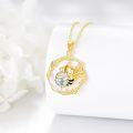 wholesale 925 Sterling Silver Gold Plated Bee & Honeycomb Pendant Necklace for Women-0-4