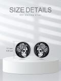 wholesale 925 Sterling Silver Gothic Skull Rose Stud Earrings for Men Women Black Enamel Leverbacks 4G-0-1