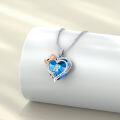 wholesale Sterling Silver Crystal Rose Heart Initial Necklace for Women-0-1