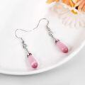 wholesale 925 Sterling Silver Pink Agate Drop Dangle Earrings with CZ Flower Charm - Mothers Day Gifts for Her-0-1