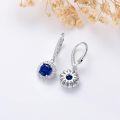wholesale 925 Sterling Silver Blue CZ Lotus Drop Earrings for Women and Girls Gifts-0-3