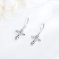 wholesale 925 Sterling Silver Infinity Cross with Yellow Stone Heart Drop Earrings for Women-0-1