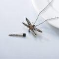 wholesale Sterling Silver Stone Dragonfly Urn Necklace for Ashes w Filling Tool-0-79