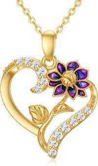 wholesale 14K Gold (AU585) & Moissanite Jasmine Birth Flower Necklace, Hypoallergenic, Adjustable 16+2 Chain, Gift Box, Ideal for Women-08-Aug-Jasmine