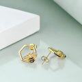 wholesale 925 Sterling Silver Hexagon Bee Stud Earrings with Cubic Zirconia Gift for Her-0-1