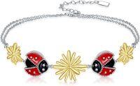 wholesale 925 Sterling Silver Daisy & Ladybug Charm Bracelet - Hypoallergenic Animal s for Women-Ladybug