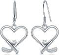 wholesale 925 Sterling Silver Heart-Shaped Drop Earrings with Cubic Zirconia - Hypoallergenic Gift for Her-0-0