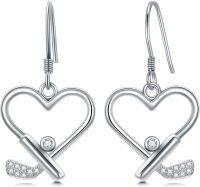 wholesale 925 Sterling Silver Heart-Shaped Drop Earrings with Cubic Zirconia - Hypoallergenic Gift for Her-Golf