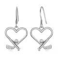 wholesale 925 Sterling Silver Heart-Shaped Drop Earrings with Cubic Zirconia - Hypoallergenic Gift for Her-0-0