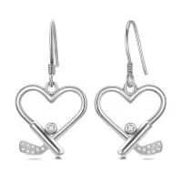 wholesale 925 Sterling Silver Heart-Shaped Drop Earrings with Cubic Zirconia - Hypoallergenic Gift for Her-Golf