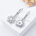 wholesale 925 Sterling Silver CZ Lotus Flower Square Planetary Leverback Drop Earrings for Women and Teen Girls Gifts-0-3