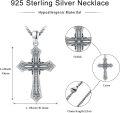 wholesale 925 Sterling Silver Gothic Cross Necklace with Intricate Design and Chain for Men & Women - Perfect Religious-0-5