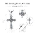 wholesale 925 Sterling Silver Gothic Cross Necklace with Intricate Design and Chain for Men & Women - Perfect Religious-0-5