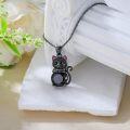 wholesale 925 Sterling Silver Black CZ Cat Pendant Necklace for Women-0-2