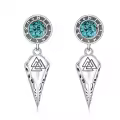 wholesale 925 Sterling Silver Viking Valknut Turquoise Stone Raven Skull Crown Dangle Earrings Wholesale for Men & Women-0-0