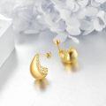 wholesale 925 Sterling Silver Plated Gold Metal Teardrop Filigree Hoop Earrings for Women-0-4
