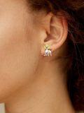 wholesale 925 Sterling Silver Gold and White Puppy Stud Earrings for Women - Dog Lover Gift-0-1